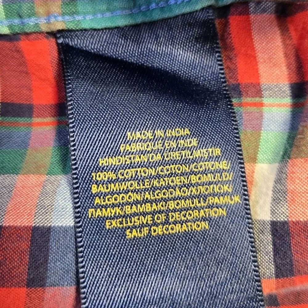 Polo Ralph Lauren Blue Plaid Oxford Shirt Boys Size XL Shirt Sleeve Button‎ Up